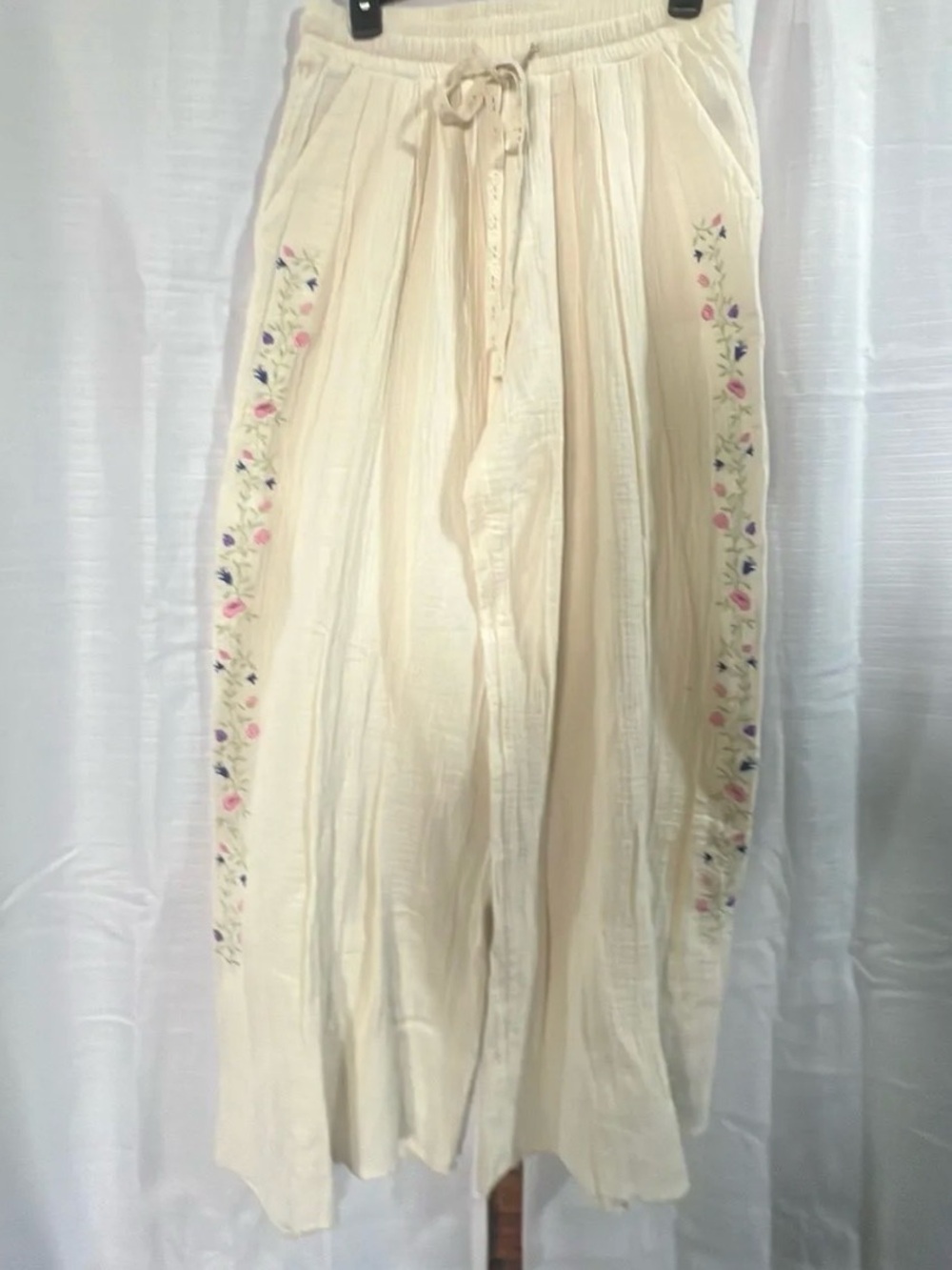POL Cream Tiered Boho Maxi Skirt with Drawstring
